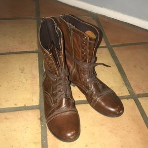 Steve Madden Brown Leather Combat Boots